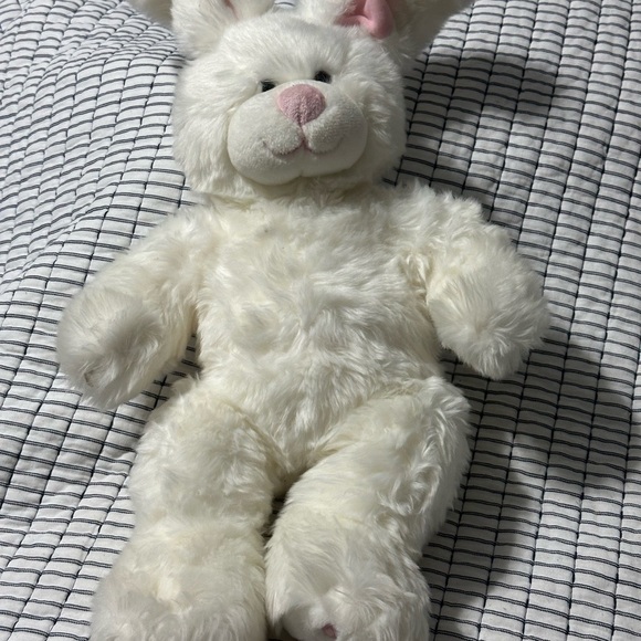 Build-A-Bear White Fluffy Bunny Plush Pink Ears Paws Retired Spring Easter - Picture 1 of 3